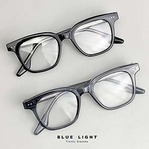 Gọng Kính Cận, Kính Giả Cận Nam Nữ Cao Cấp, GM Gọng Nhựa Lõi Thép, Mắt Vuông Nhỏ Gọng Dày Đen, Xám Trong - BLUE LIGHT