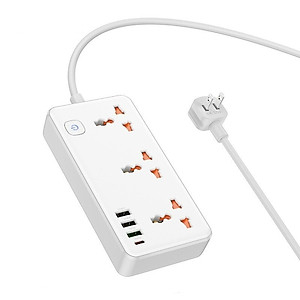 Ổ cắm điện đa năng cao cấp dây đồng chịu tải 2500W, sạc nhanh PD 30W cổng typeC + QC18W có 3*USB và 1*Type-C , dây dài 1.5m - Hàng nhập khẩu