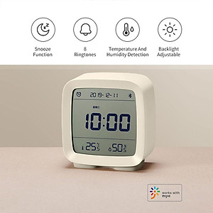 Đồng Hồ Báo Thức Thông Minh Cleargrass Xiaomi Youpin Bluetooth 5.0 Màn Hình LCD Hiển Thị Nhiệt Độ/ Độ Ẩm/ Lịch