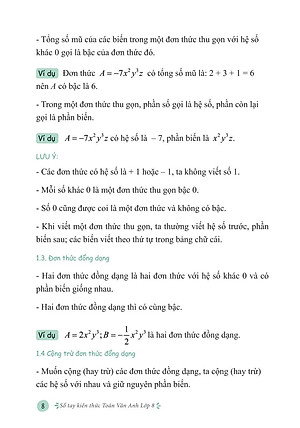 Sổ Tay Kiến Thức Toán Văn Anh Lớp 8