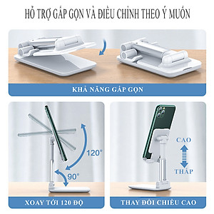 Giá Đỡ Điện Thoại Cao Cấp RIBI - Xoay 360 độ - Tăng Giảm Chiều Cao - Có Thể Gấp Gọn - Hàng Chính Hãng