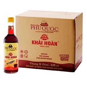 Nước mắm Khải Hoàn Phú Quốc 40-43 độ đạm 520ml thùng 12 chai thủy tinh