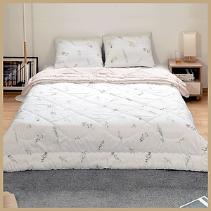 Chăn Chần Bông Arize Vải Microfiber Flower Beige 1.5mx2m, 2mx2.2m