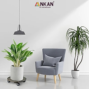 Đế Lót Chậu Cây Có Bánh Xe Thương Hiệu ANKAN, Đế Để Chậu Cây Cảnh, Có Bánh Xe, Mặt Tròn Bằng Gỗ Tràm, Màu Đen Đường Kính 35 Cm, Tải Trọng 80kg, Thích Hợp Để Đặt Chậu Cây Trong Nhà, Ngoài Trời, Tiện Lợi Di Chuyển