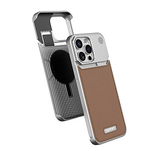Ốp Lưng da đẳng cấp cho IPhone 15 / 14 Pro Max hiệu NJOYNY Phone, ngăn đựng nước hoa , sạc không dây - Hàng chính hãng
