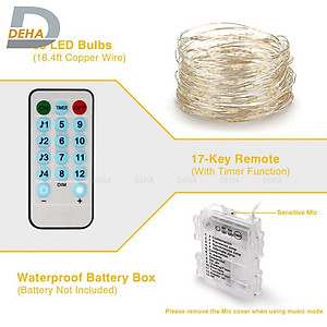 Dây đèn led đom đóm nhấp nháy đồng bộ theo nhạc 10 mét vàng nắng 