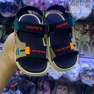 Sandal bé trai Happy nhựa dẻo êm bền quai hậu hở mũi xanh đen thời trang trẻ em 3 - 8 tuổi phong cách Hàn Quốc ST95