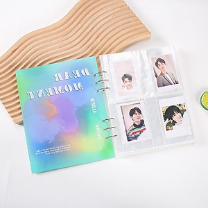Album ảnh 6x9 đựng 200 tấm có ô ghi chú bìa nhựa Acrylic sắc màu để ảnh gia đình, binder đựng card Tú Vy Studio