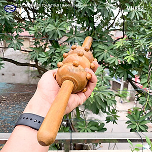 Cây lăn Massage toàn thân 3 bánh bi gai bằng gỗ Bách Xanh thơm (MH892) chăm sóc sức khỏe - giảm căng thẳng mệt mỏi