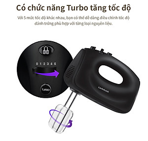 Máy đánh trứng Lock&Lock Hand Mixer EJM501DGRY 250-300W - Hàng chính hãng