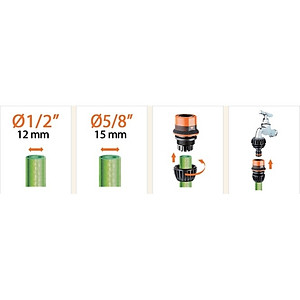 Khớp Nối Nhanh Claber Ergogrip 8542, nhựa ABS, kết nối 2 cỡ ống 12-14mm