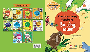 Combo 4 quyển Truyện tranh ngụ ngôn dành cho thiếu nhi ( Song Ngữ Anh - Việt )cò và cáo+ chú bé chăn cừu+ kiến và chim bồ câu+ bộ lông mượn
