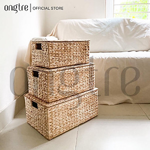 Giỏ lục bình ONGTRE hình chữ nhật / hình tròn đựng đồ phòng khách, phòng ngủ, khay đựng đồ