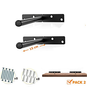 Bộ 2 chốt âm chữ T 15cm, pas âm đỡ kệ treo tường bằng thép đặc kèm phụ kiện vít tắc kê - Hàng chính hãng