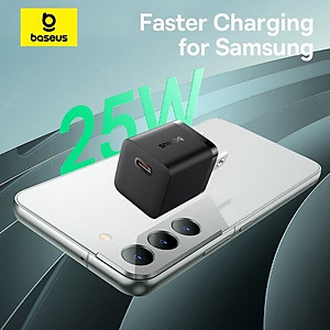 Bộ cốc sạc nhanh kèm cáp C to C Baseus Super Si Quick Charger 1C 25W Sets（PD/ QC3.0 Quick charger, With Cable) dùng cho sam sung S20, S21- Hàng chính hãng