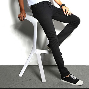 Quần Bò Nam Đen Trơn Dáng Skinny Phong Cách Đơn Giản Trẻ Trung SQ602A
