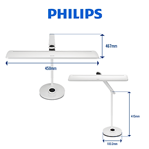 Đèn bàn Philips LED VDTMate DSK501 13.7W - điều chỉnh màu ánh sáng (2700K-6500K), bảo vệ mắt, chống cận thị