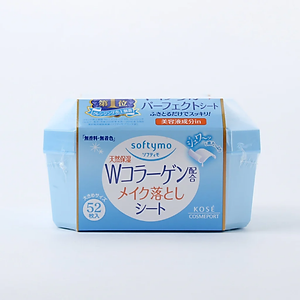 Khăn Ướt Tẩy Trang Dưỡng Ẩm Da Bổ Sung Collagen Softymo Kose Nhật Bản (Hộp 52 Miếng)