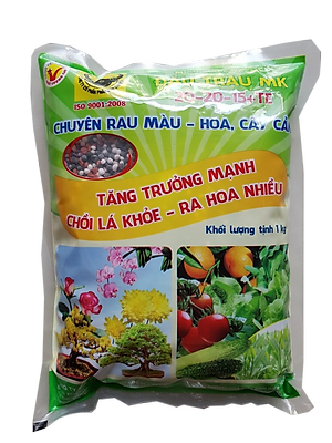 Phân bón đầu trâu MK NPK 20-20-15 đa năng cho hoa kiểng- rau màu cao cấp gói 1Kg