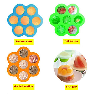 Silicone Infant Breast Milk Freezer Tray Weaning 7 Grids w/ Lid Crisper Ice Mould for Vegetable & Fruit Purees