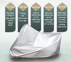 Bạt Phủ Áo Trùm Xe Máy Vải Dù Che Mưa Nắng Thời Tiết Khắc Nghiệt Loại Lớn Cho Dòng Xe Tay Ga - Xe Số Thông Dụng