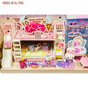 Hộp đồ chơi ngôi nhà búp bê - ngôi nhà của thỏ - phòng ngủ - bàn trang điểm