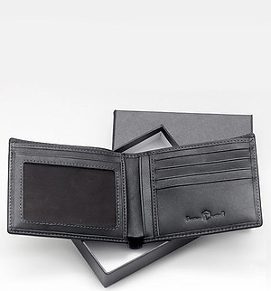 Ví da bò nam cao cấp AT Leather 061 (11.5 x 10.5 cm) - Đen