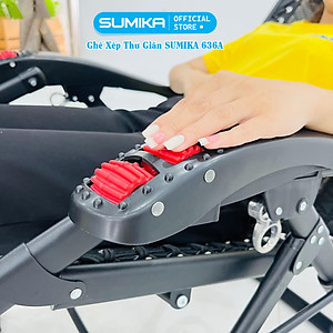 Ghế xếp thư giãn SUMIKA 636A, khung thép vuông sơn tĩnh điện, lưới mây đan nhân tạo, có lăn massage tay