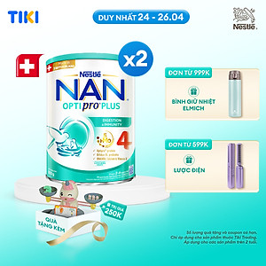 [Tặng Đồ chơi toán học cân bằng] Bộ 2 lon Sữa bột Nestlé NAN OPTIPRO PLUS 4 800g/lon với 5HMO Giúp tiêu hóa tốt + Tăng cường đề kháng - Bé 2-6 tuổi
