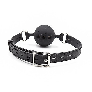 Open Breathable Leather Paly Buckle Belt Silicon Mouth Gag for Women