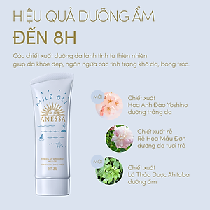 Kem chống nắng dạng gel dịu nhẹ cho da nhạy cảm và trẻ em Anessa Mineral UV sunscreen mild gel For Sensitive Skin & Babies SPF 35+ PA++++ 90g