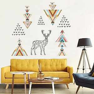 Decal dán tường Hình dán trang trí Hươu và hình khối nghệ thuật JM7332