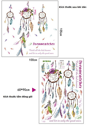 Decal dán tường Dreamcatcher Amy DKN78 - 2 bộ (105 x 200 cm)