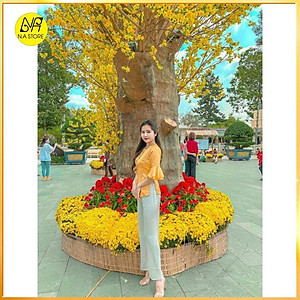 Bộ Đi Lễ Chùa - Đồ Lam Nữ Đi Chùa Đẹp Cao Cấp Trang Nhã Vải Lụa Tay Xòe 2021 Dành Cho Phật Tử Mới - AL003