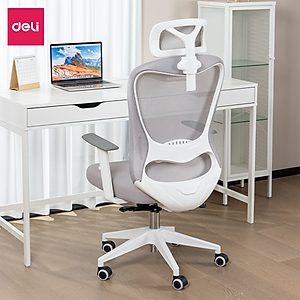 [ ] Ghế Xoay Văn Phòng Công Thái Học Cao Cấp Có Khóa Ngả Lưng 135 Độ Gối Tựa Đầu 3D Tựa Tay Điều Chỉnh Deli - Hỗ Trợ Đốt Sống Cổ Tối Ưu Tư Thế Ngồi - Bảo Hành 3 Năm - Ghế Làm Việc Tại Nhà, Văn Phòng