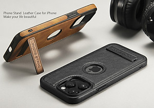 Ốp lưng da có chống đứng dành cho iPhone 15 / 15 Plus / 15 Pro / 15 Pro Max - Hàng chính hãng