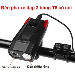 Đèn pha xe đạp có còi T6 tặng khóa xe đạp 4 số