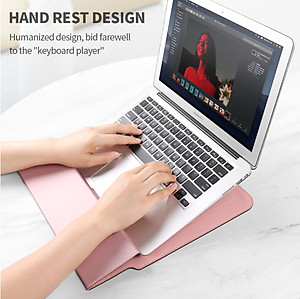 Túi chống sốc bao da laptop macbook kiêm giá đỡ tản nhiệt kèm ví đựng sạc chuột