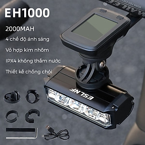 Đèn xe đạp chống nước UH-1000 3 bóng 1000 Lumens có led ban ngày, đèn trước xe đạp sạc USB Type-C, hợp kim nhôm (không kèm pad đỡ dài), đủ phụ kiện - Mai Lee