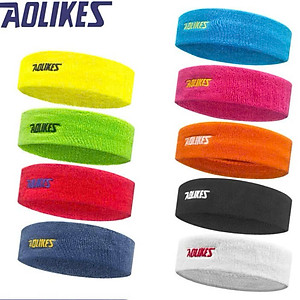 Băng đô băng trán thể thao AOLIKES A-2108 thấm mồ hôi cotton thoáng khí sport sweatband