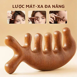 Lược Gỗ Đàn Hương Đầu Cá Heo Massage Kinh Tuyến, Da Đầu