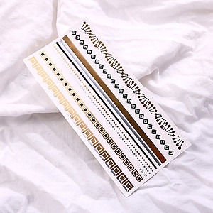 Combo 8 tờ hình xăm dán nhũ ánh kim nghệ thuật 3D họa tiết henna 21*15cm