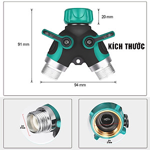 Van chia nước chia 2 chữ Y 2 đầu ra, 2 khóa van độc lập, phi 27mm ¾, đầu nối ống nước chia 2