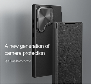 Bao da chống sốc cho Samsung Galaxy S24 Ultra, S24 Plus, S24 trang bị nắp bảo vệ Camera hiệu Nillkin Qin Pro (ngăn đựng thẻ ATM Name Card, chất liệu da cao cấp, thiết kế thời trang cá tính) - Hàng nhập khẩu