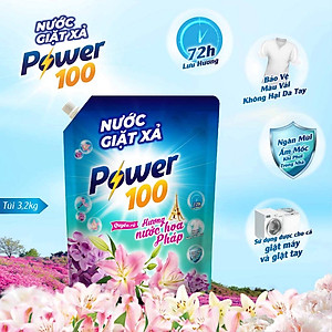 Túi Nước Giặt Xả POWER100 Hương Nước Hoa Pháp 3.2KG
