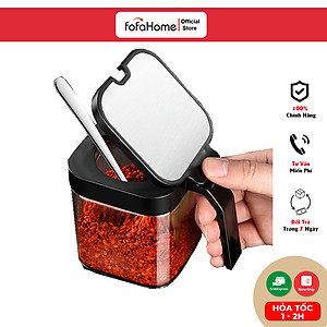 Hũ Gia Vị Thủy Tinh Dày Dặn Nắp Bật INOX 304, Có Thìa Múc Phong Cách Nhật Bản Tinh Tế - HÀNG CHÍNH HÃNG MINIIN