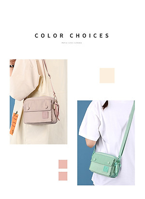 Túi đeo chéo nữ vải dù chống trượt nước thời trang hàn quốc kiểu hộp ngang đáng yêu DRU - Hàng Chính Hãng