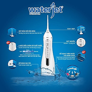Máy tăm nước cá nhân không dây Waterjet Flosser Cordless Maxi (4 đầu tăm, dùng được cho người niềng răng) - Bảo Hành 12 tháng