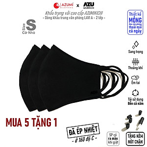 Khẩu trang vải Azumikichi màu đen, khẩu trang thời trang cao cấp sang trọng