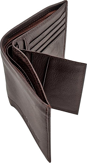 Ví Nam Kiểu Đứng Sọc Ngang Huy Hoàng HT2140 (12.5 x 10 cm) - Nâu